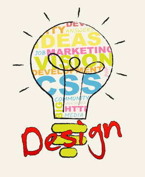 Design Lightbulb Showing Digital Art 3d Illustration