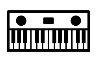 Electronic keyboard or digital keyboard with speakers line art icon for apps and websites