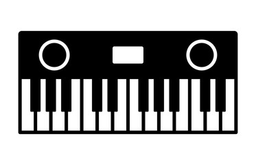 Electronic keyboard or digital keyboard with speakers flat icon for apps and websites