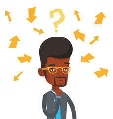 Young businessman thinking vector illustration.