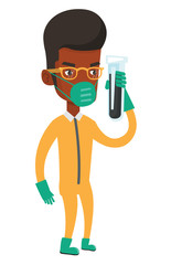 Scientist with test tube vector illustration.