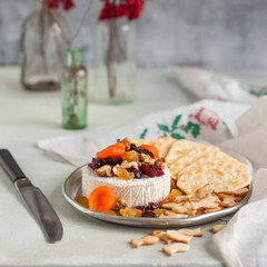 Dried Fruit, Walnut and Honey Baked Brie