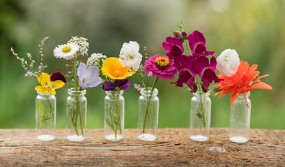 nice flowers in the bottles