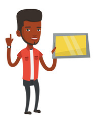 Student using tablet computer vector illustration.