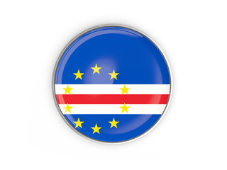 Flag of cape verde, round icon with metal frame