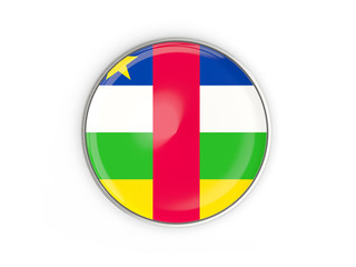 Fototapeta premium Flag of central african republic, round icon with metal frame