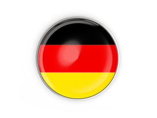 Flag of germany, round icon with metal frame