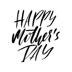 Happy Mother's Day Greeting Card. Black Calligraphy Inscription.