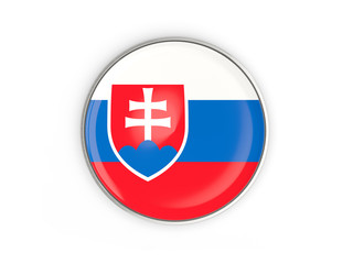 Obraz premium Flag of slovakia, round icon with metal frame