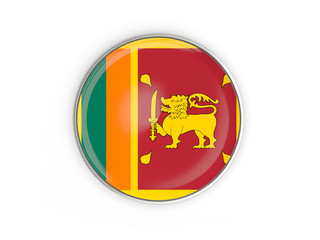 Fototapeta premium Flag of sri lanka, round icon with metal frame