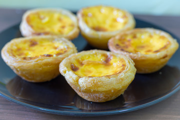 Egg tarts on dish