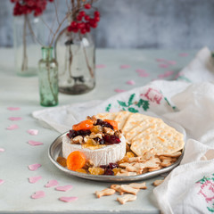 Dried Fruit, Walnut and Honey Baked Brie