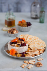 Dried Fruit, Walnut and Honey Baked Brie