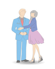 Man and woman are embracing. vector illustration.