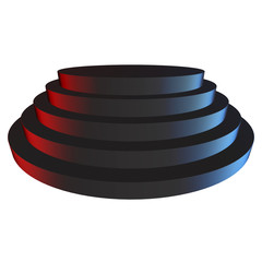 Round stage black podium for award ceremony. 3D render illustration pedestal isolated on white background