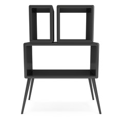 Product display black boxes. 3D render isolated on white. Platform or Stand Illustration. Template for Object Presentation.