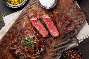 Grilled ribeye beef steak