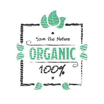 Organic food engraved icon