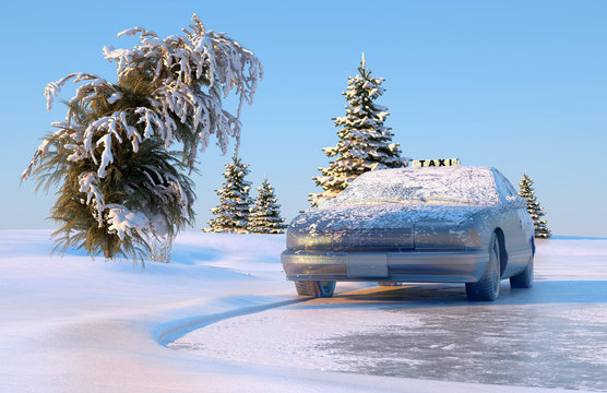 Icy car.