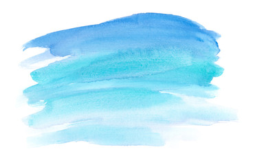 Abstract ocean blue brush strokes painted in watercolor on clean white background - 132093710
