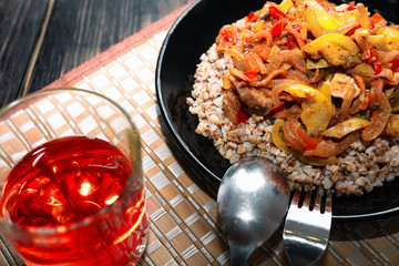 Second course - spicy vegetable stew with wine