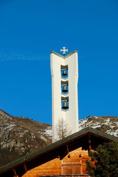 CATHOLIC CHURCH OF VERBIER , SWISS MOUNTAIN , SWITZERLAND , DECEMBER 2016