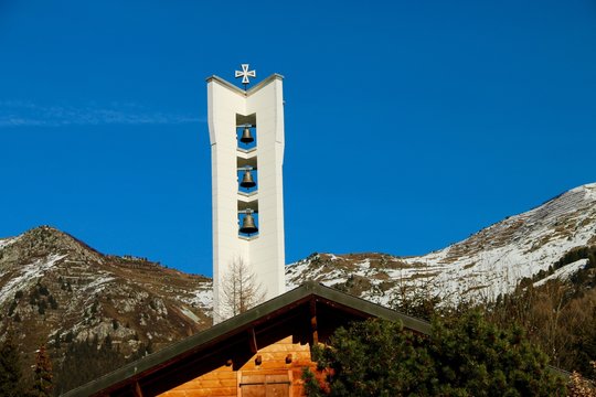 CATHOLIC CHURCH OF VERBIER , SWISS MOUNTAIN , SWITZERLAND , DECEMBER 2016