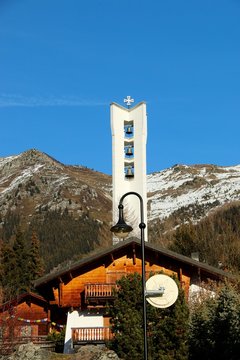 CATHOLIC CHURCH OF VERBIER , SWISS MOUNTAIN , SWITZERLAND , DECEMBER 2016