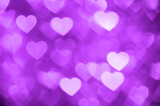 purple heart bokeh background photo, abstract holiday backdrop