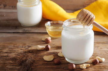 Homemade yogurt with nuts and honey