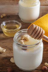 Homemade yogurt with nuts and honey