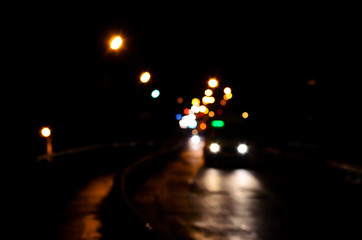 Blurred background of the car lights