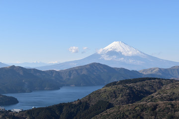 富士山と芦ノ湖・箱根の山並み