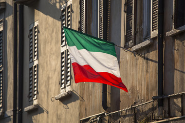 realistic view of the Italian flag in the street