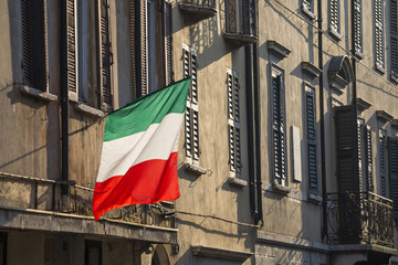 realistic view of the Italian flag in the street