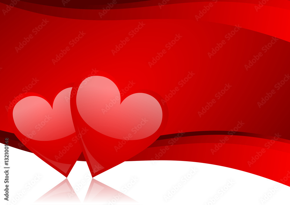 Aufkleber valentines vector greeting card with red hearts - abstract background in eps 10.