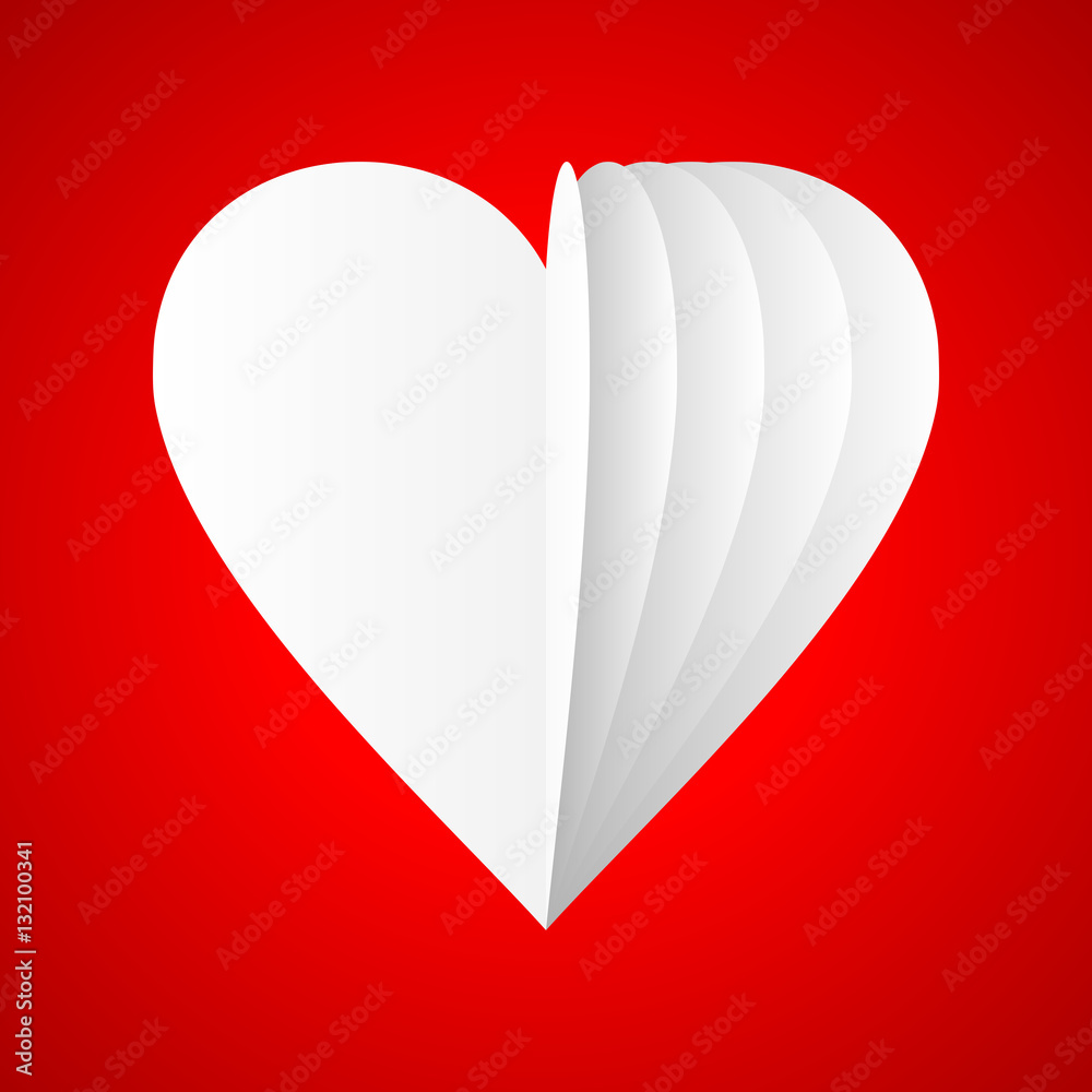 Poster Valentines vector greeting card with white heart - abstract background in eps 10.