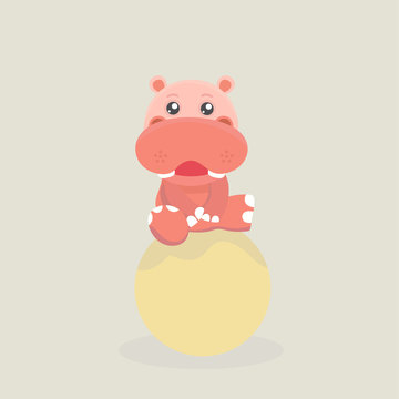 recommend clip art: Cute funny hippo.