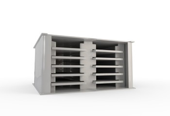 White box with separators. 3d illustration