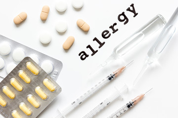 concept food allergies on white background