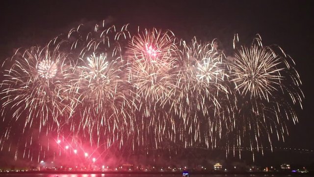 magnificent firework at river side
