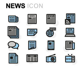 Vector flat news icons set