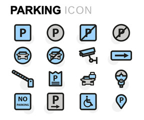 Vector flat parking icons set