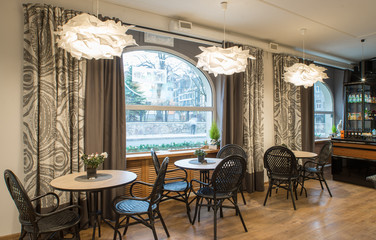 Interior of caffe restaurant.   Modern design.