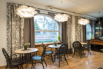 Interior of caffe restaurant.   Modern design.