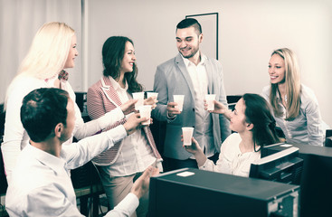 Group of colleagues drinking champagne