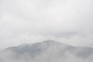 Fototapeta premium Fog after rain, Mountain landscape view