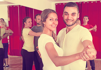 Fototapeta premium Happy adults dancing pair dance