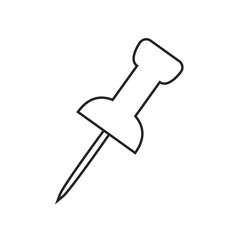 Line icon push pin. Vector illustration.