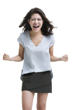 Angry young woman shouting